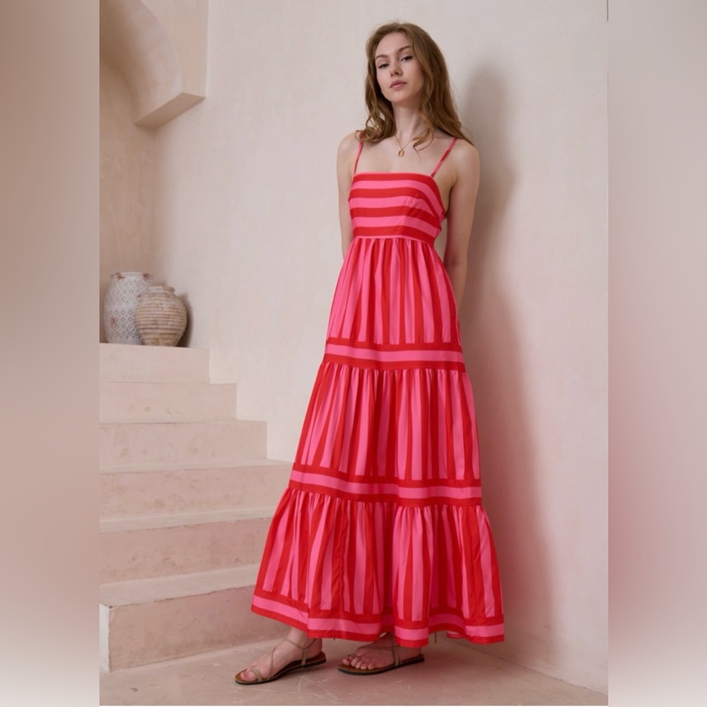 Wits the Label NWT Sky Stripe Maxi Dress Red/Pink size 2 stretches up to 4